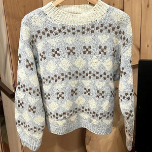 Vintage 60s 70s Jantzen Cream Blue Knit Womens M